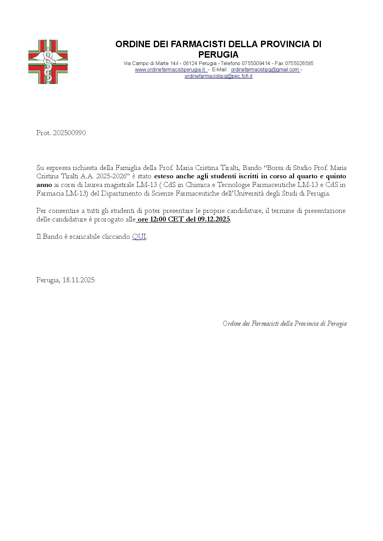 bando tiralti 09.12.2025